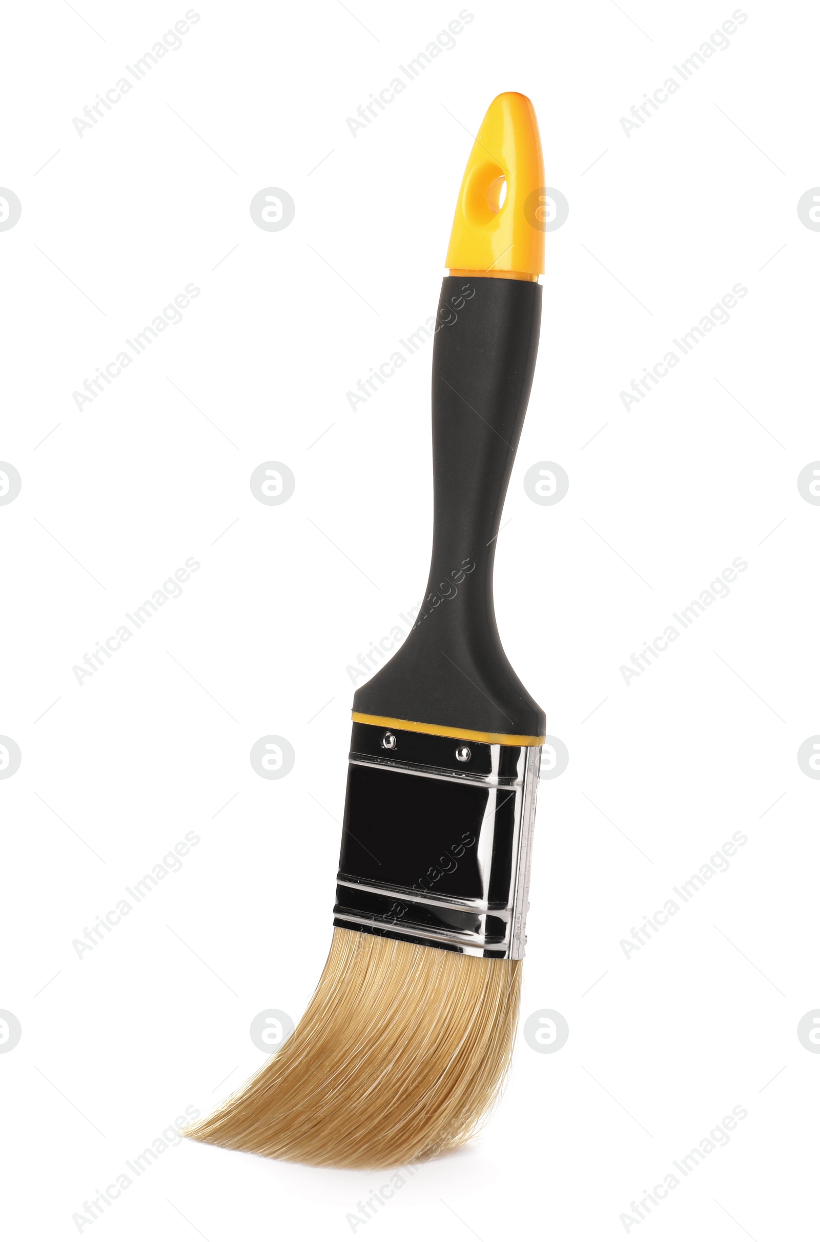 Photo of New paint brush on white background. Decorating tool