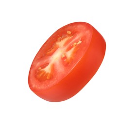 Slice of fresh ripe tomato isolated on white