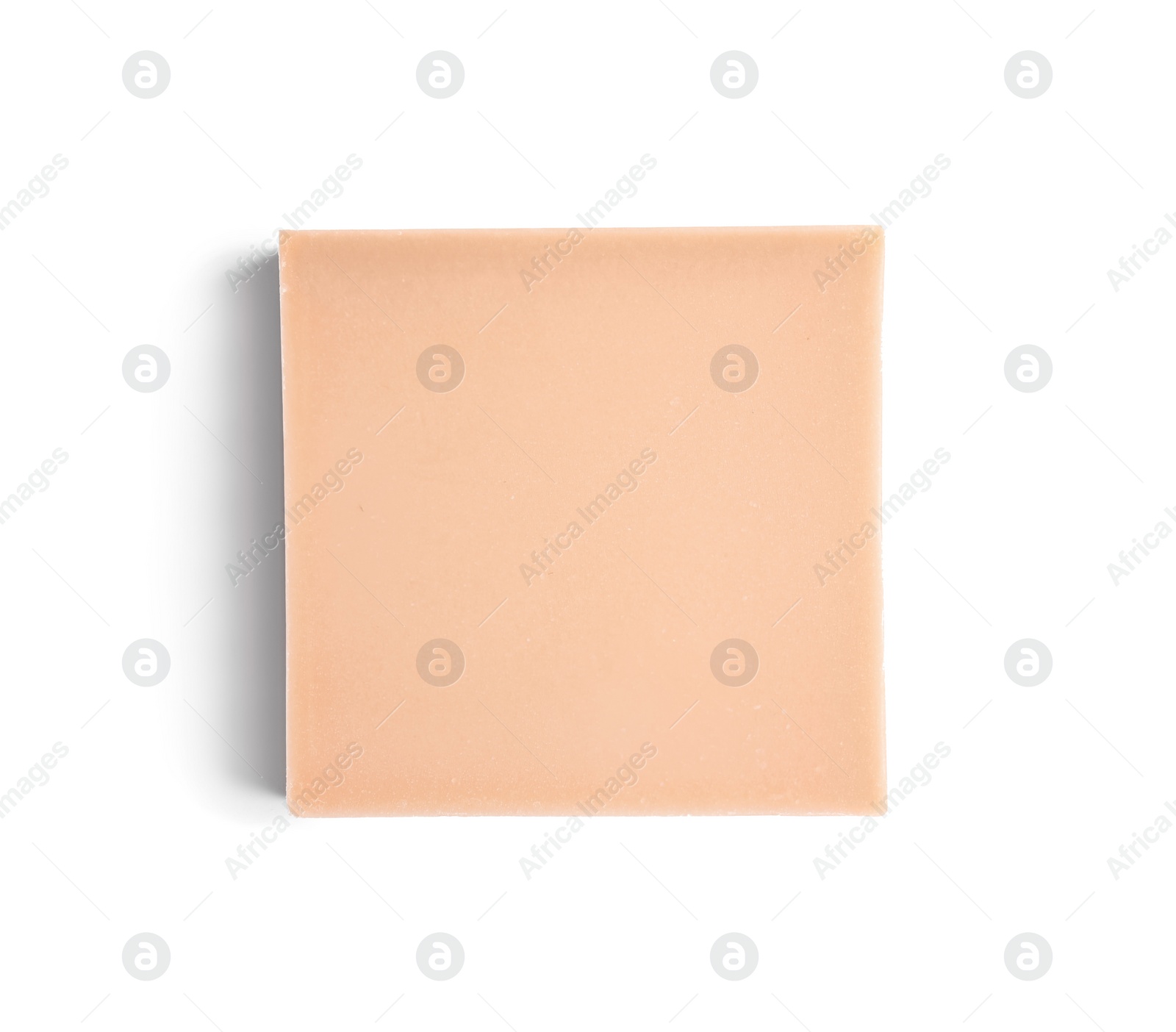 Photo of Hand made soap bar on white background, top view