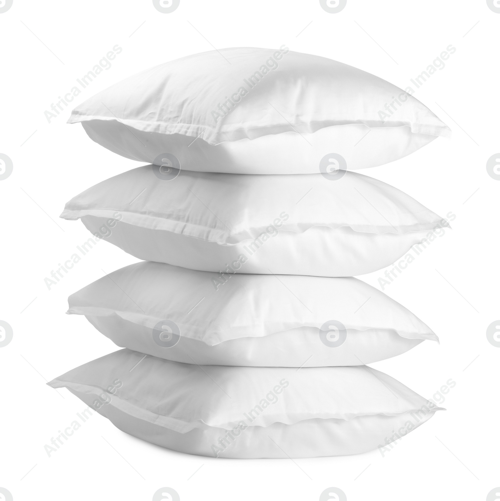 Photo of Stack of soft pillows isolated on white