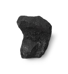 Photo of Piece of coal isolated on white, top view