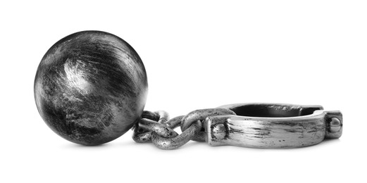 Metal ball and chain isolated on white