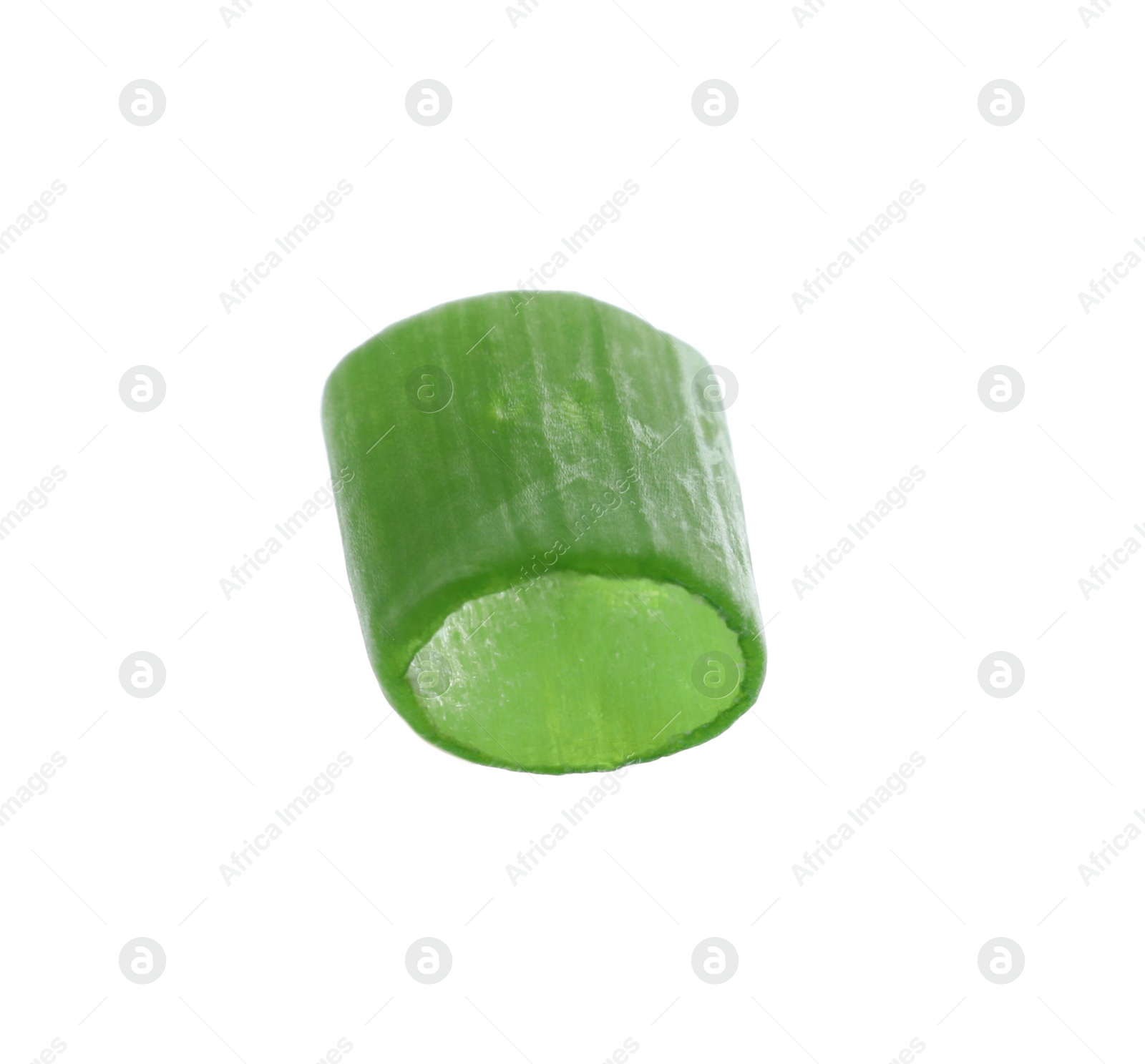 Photo of Piece of fresh green onion isolated on white