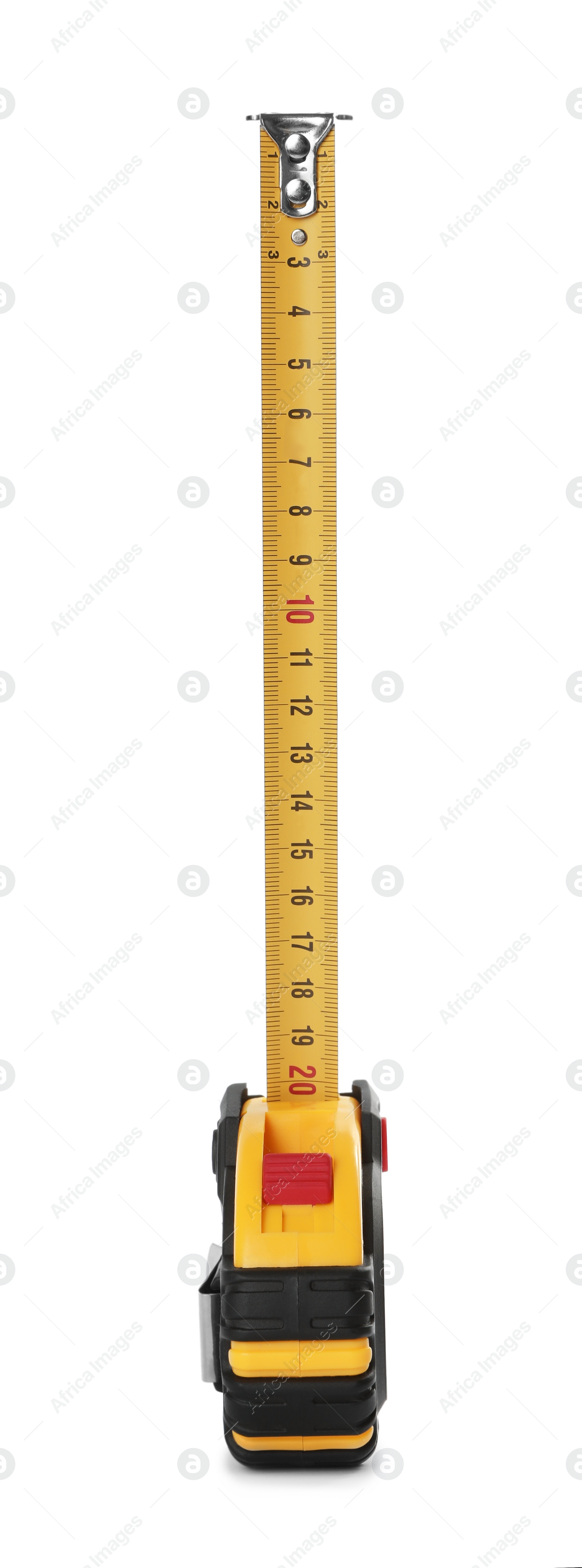 Photo of Tape measure isolated on white. Construction tool