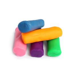 Different color play dough on white background