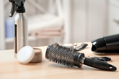 Photo of Professional hairdresser tools on table