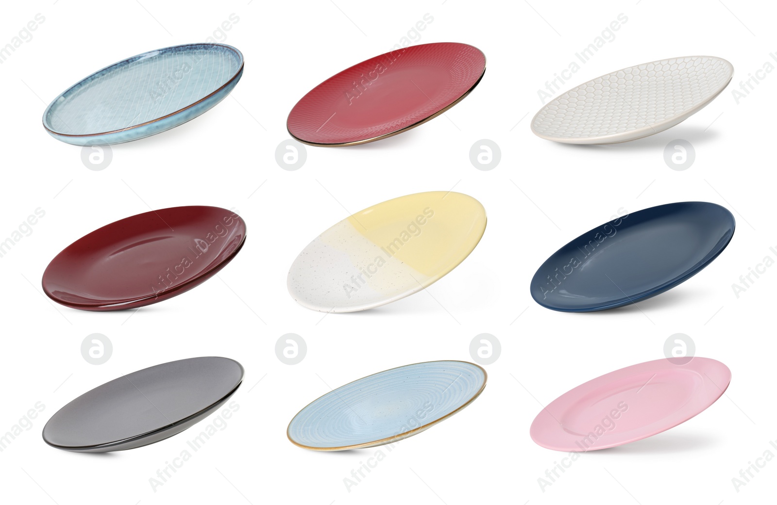 Image of Different clean plates isolated on white, set