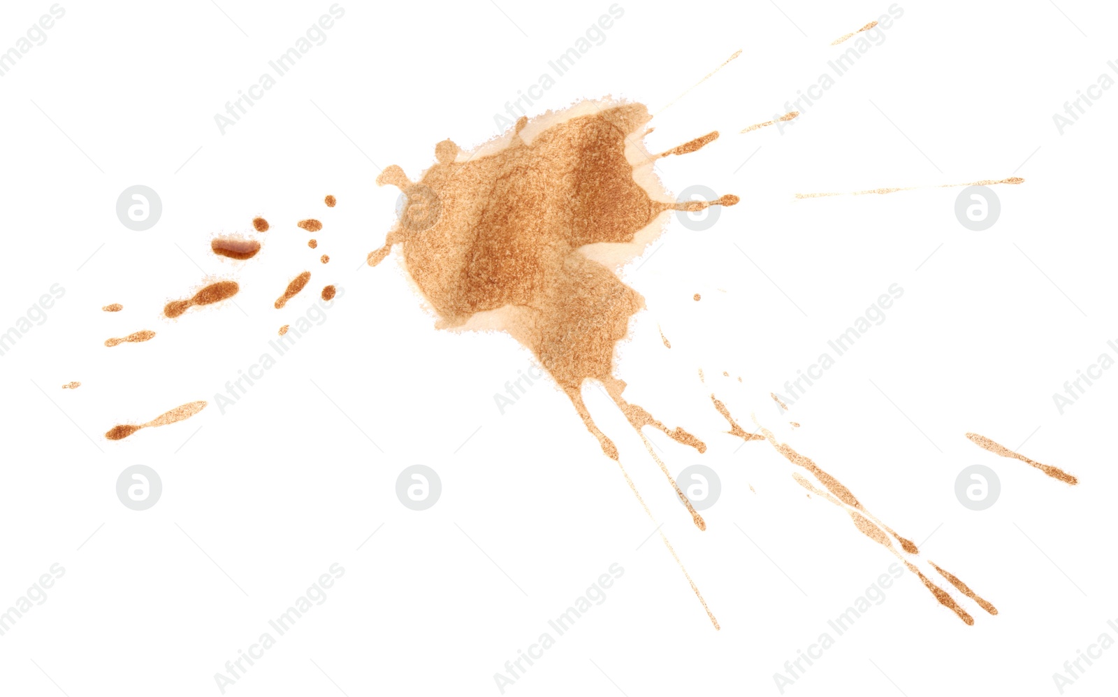 Photo of Dried coffee stain isolated on white, top view