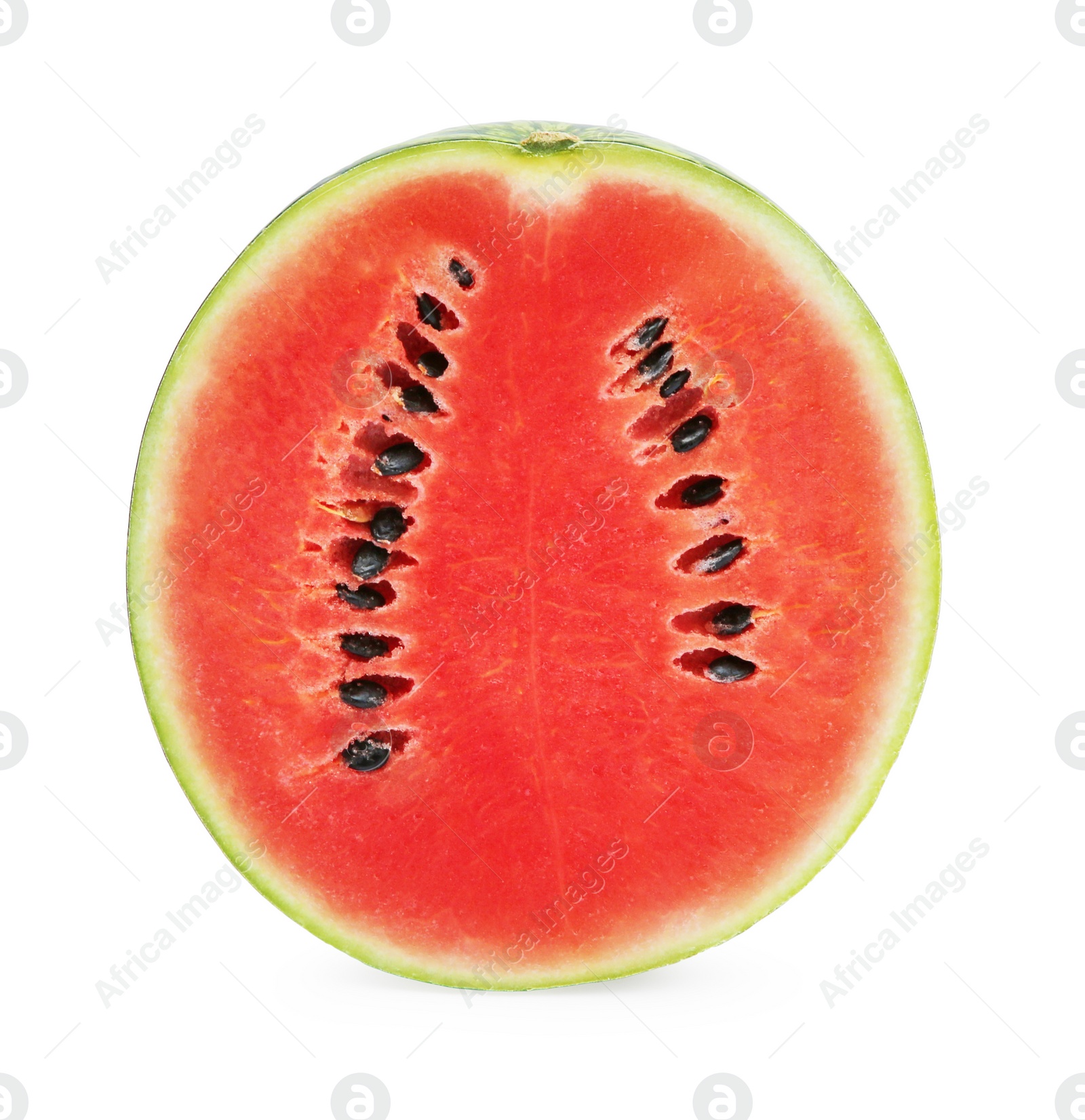 Photo of Half of delicious ripe watermelon isolated on white