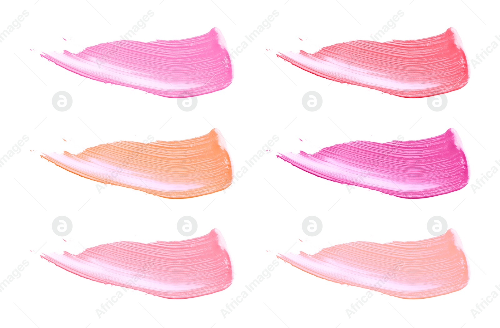 Image of Lip gloss in different colors. Set of smears