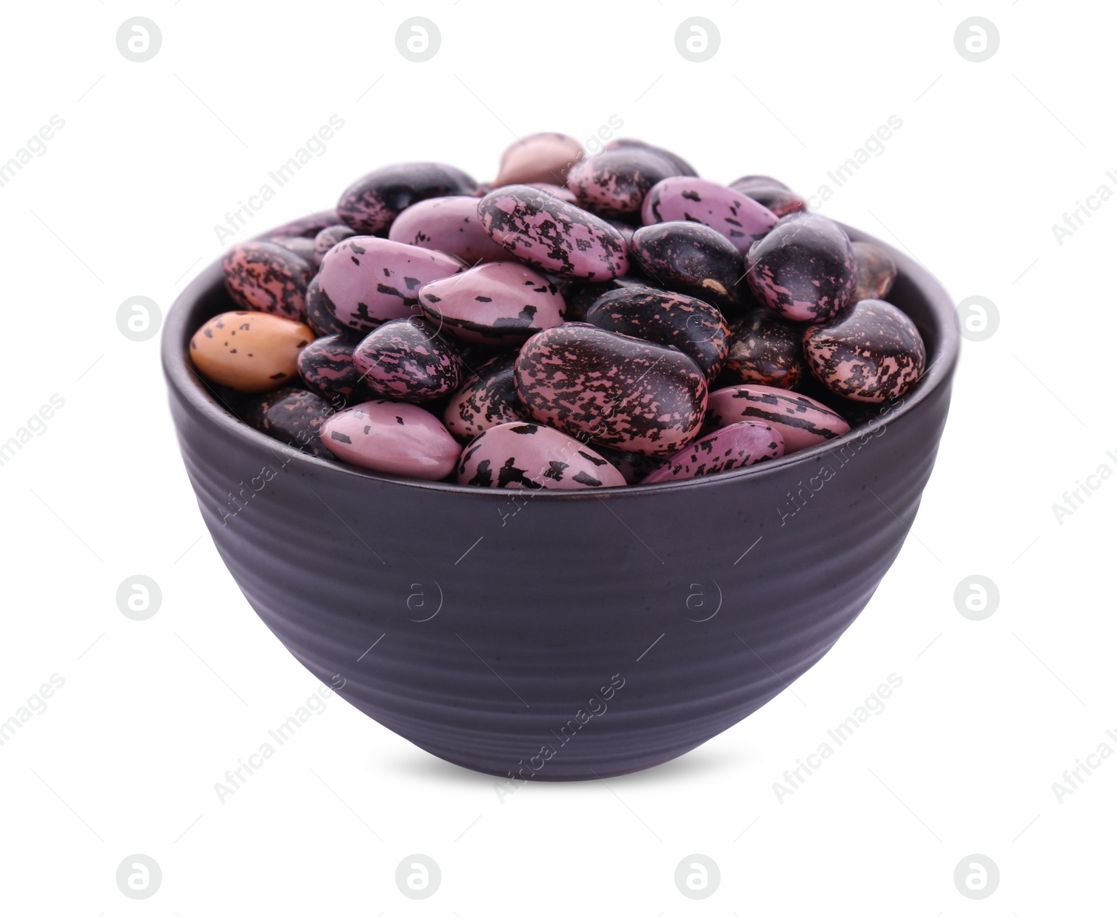 Photo of Bowl with dry kidney beans isolated on white