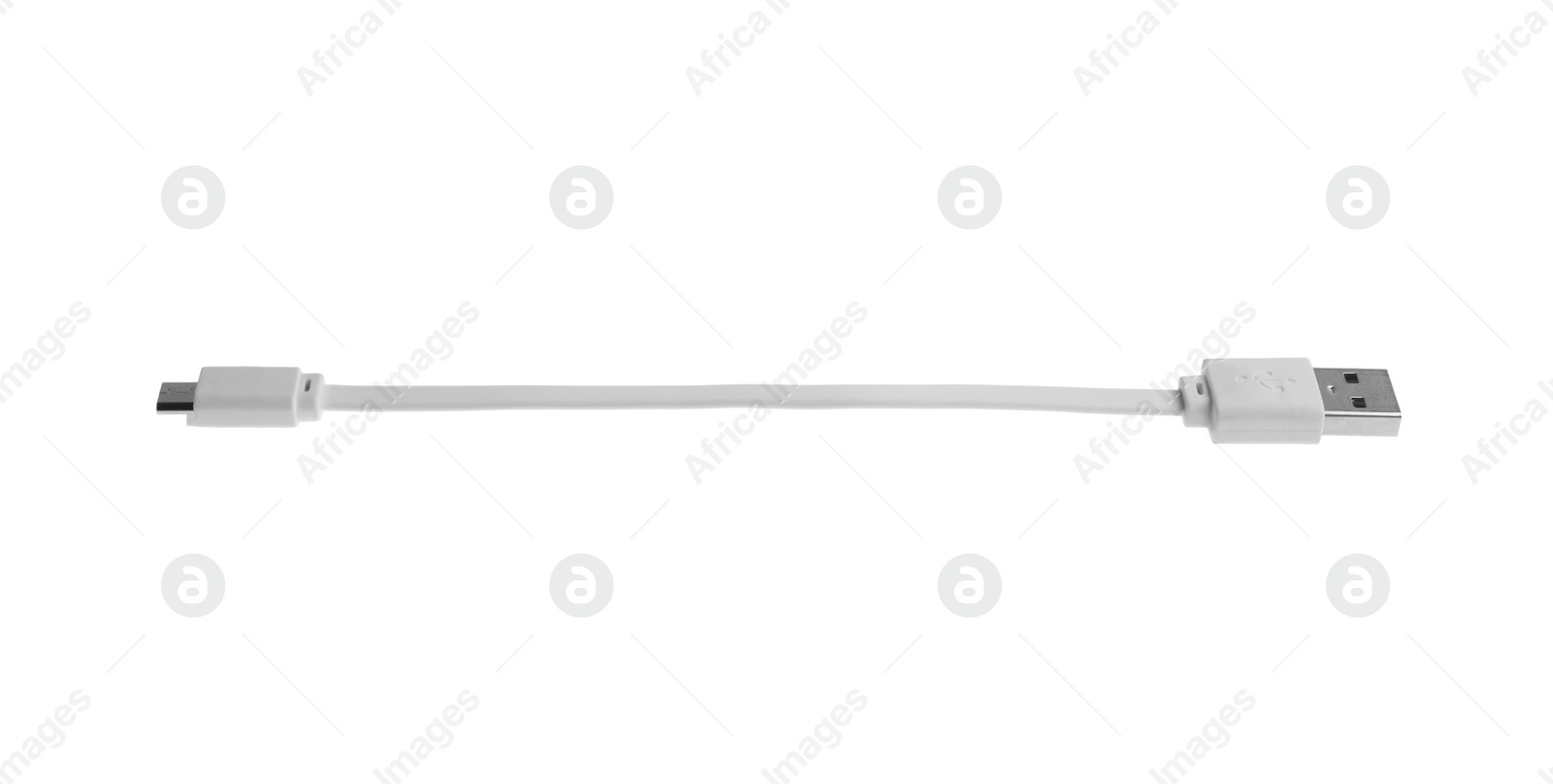 Photo of USB charge cable isolated on white. Modern technology