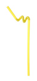 Photo of Yellow plastic cocktail straw isolated on white