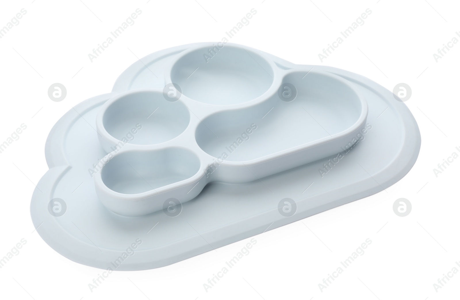 Photo of Plastic section plate isolated on white. Serving baby food