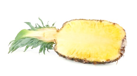 Half of ripe pineapple isolated on white