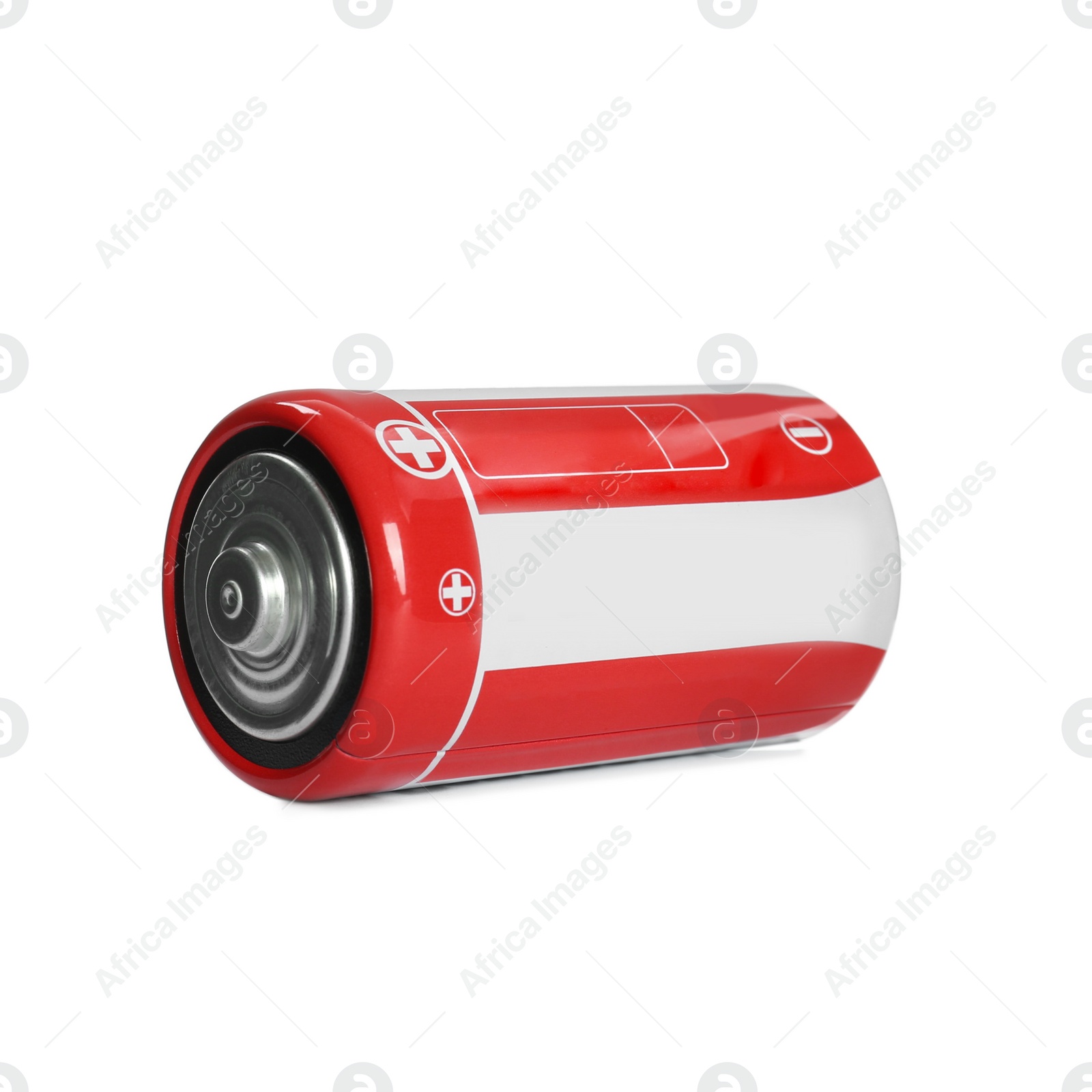 Image of New D battery isolated on white. Dry cell