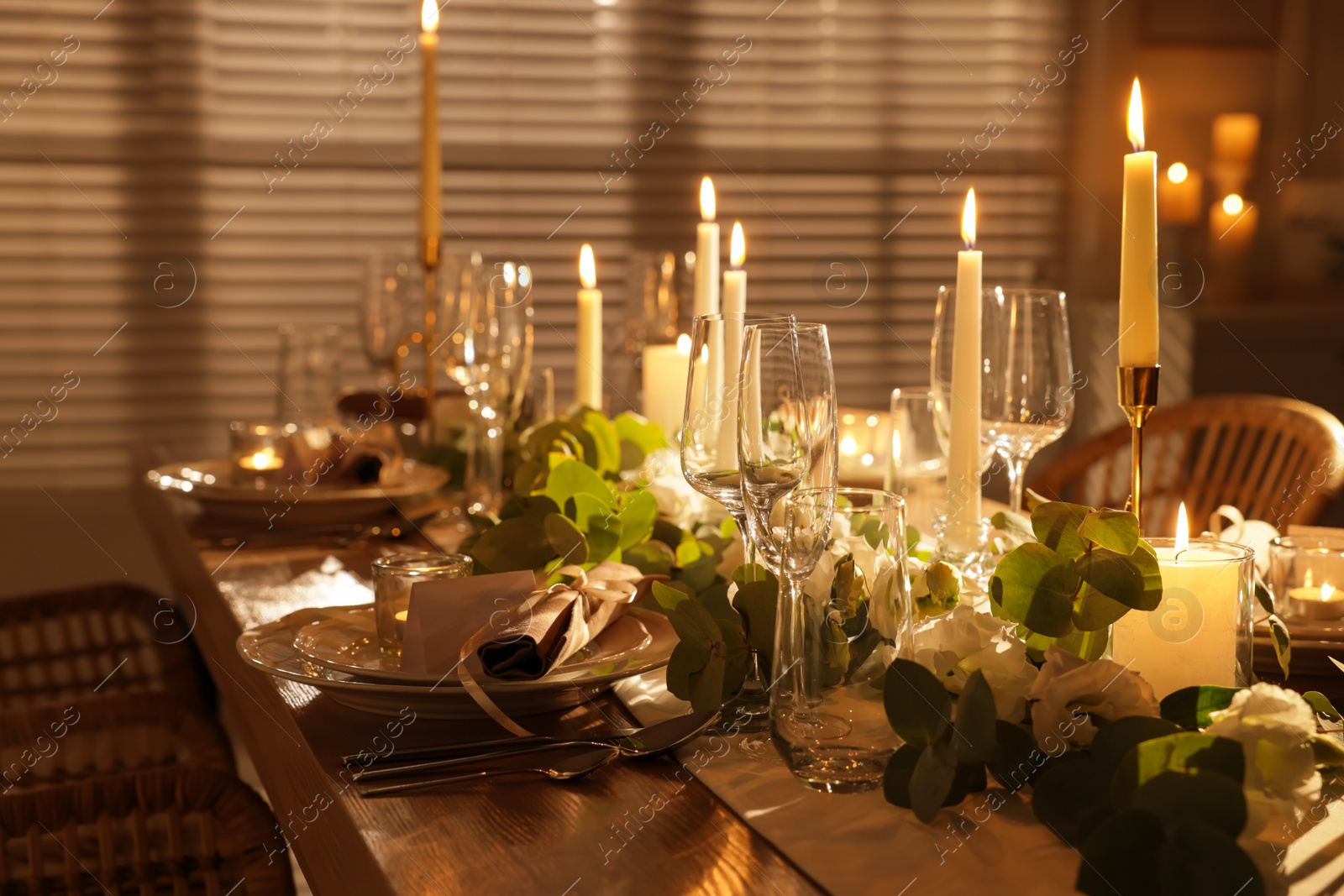 Photo of Festive table setting with beautiful tableware and decor indoors