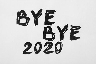 Photo of Text Bye Bye 2020 written on white background