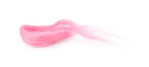 One pink felting wool isolated on white