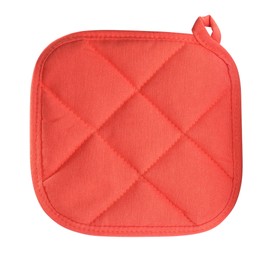 Photo of Oven potholder for hot dishes on white background, top view