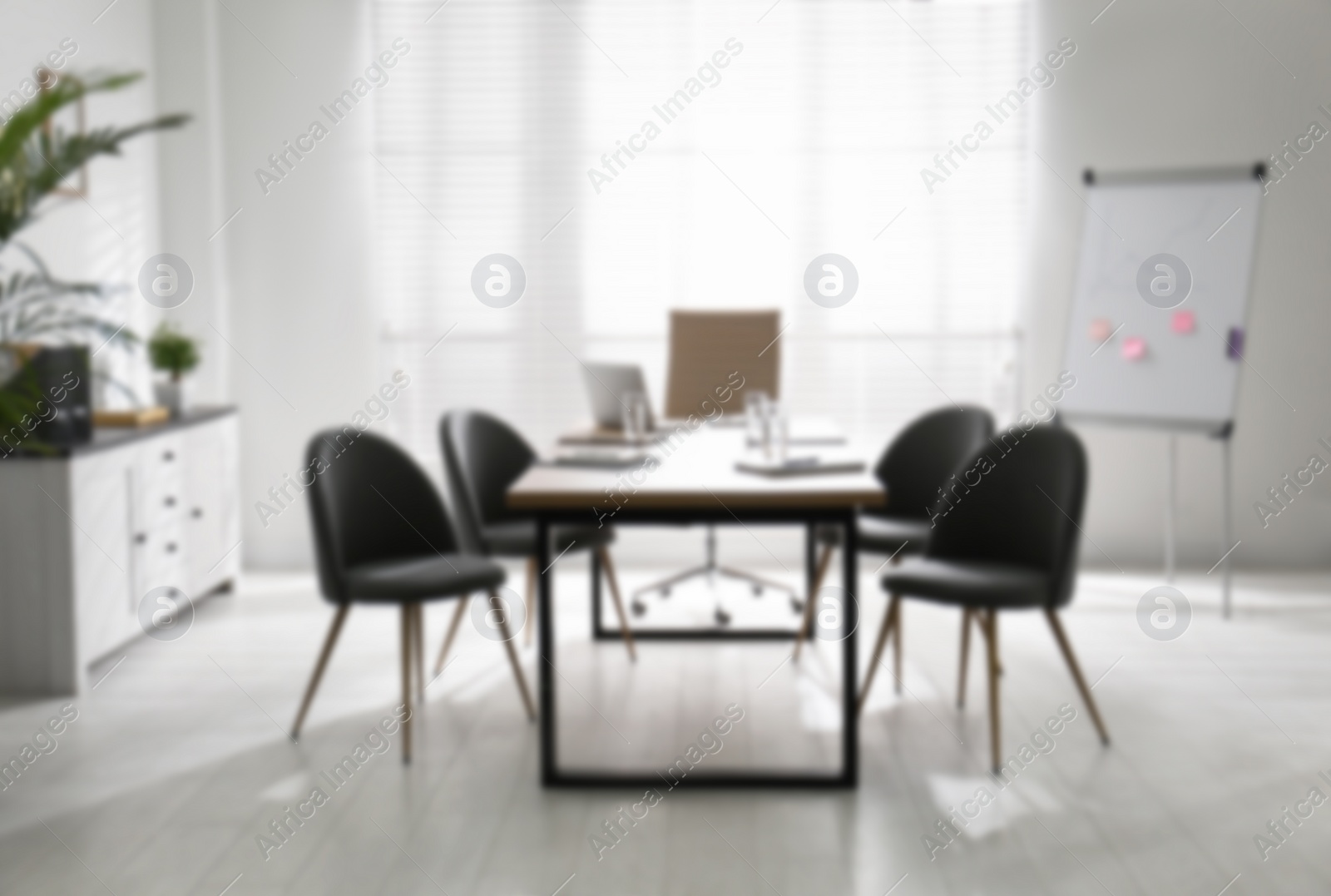 Image of Blurred view of modern office interior 