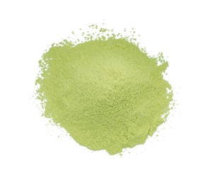 Pile of dry celery powder isolated on white, top view