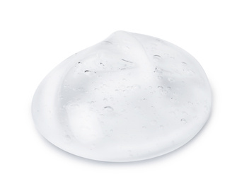 Photo of Sample of transparent cosmetic gel on white background