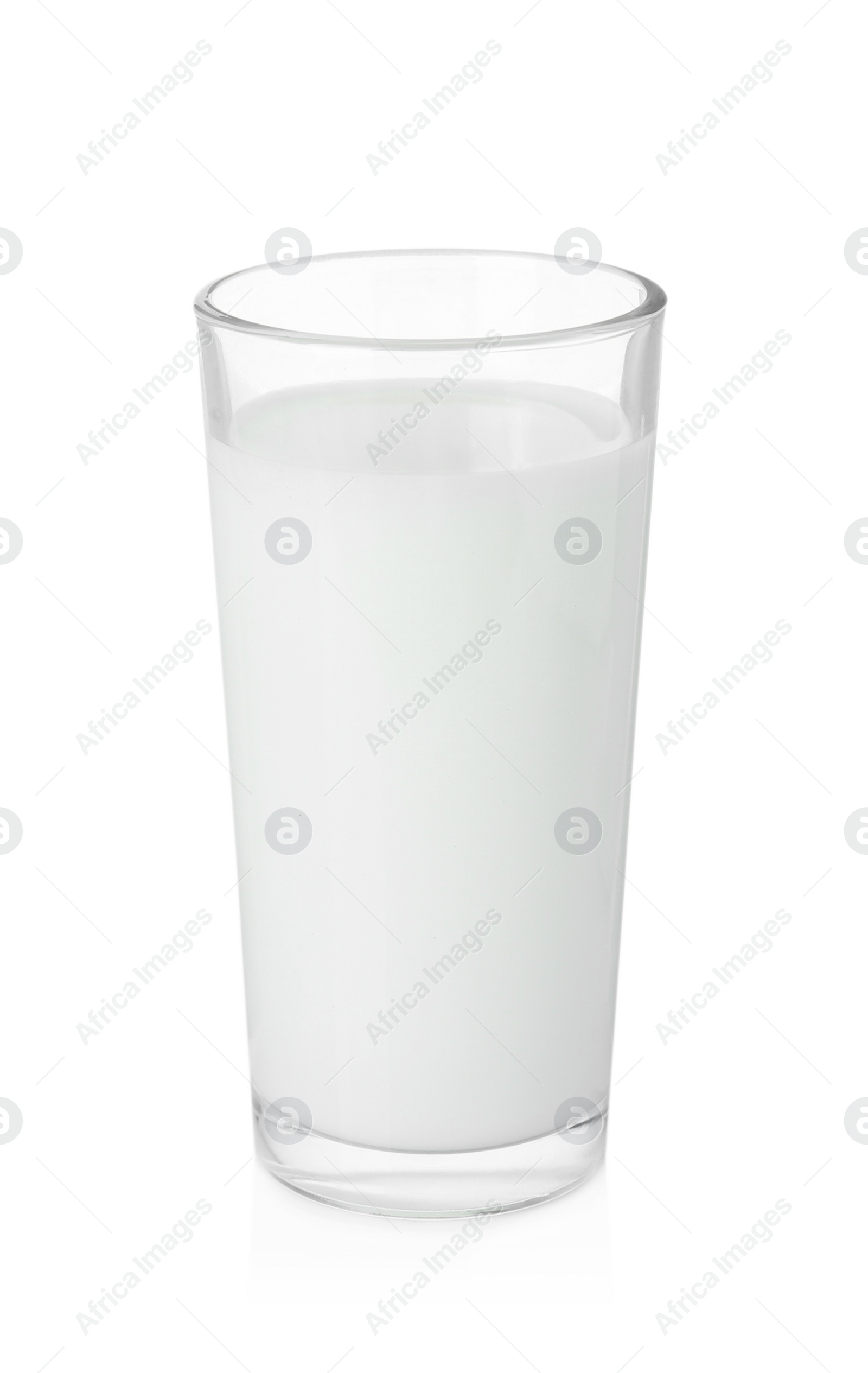 Glass of fresh milk isolated on white Photo of Glass of fresh milk isolated on white