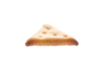Photo of Crispy cracker isolated on white. Delicious snack