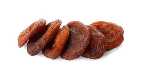 Photo of Tasty dried apricots isolated on white. Healthy snack