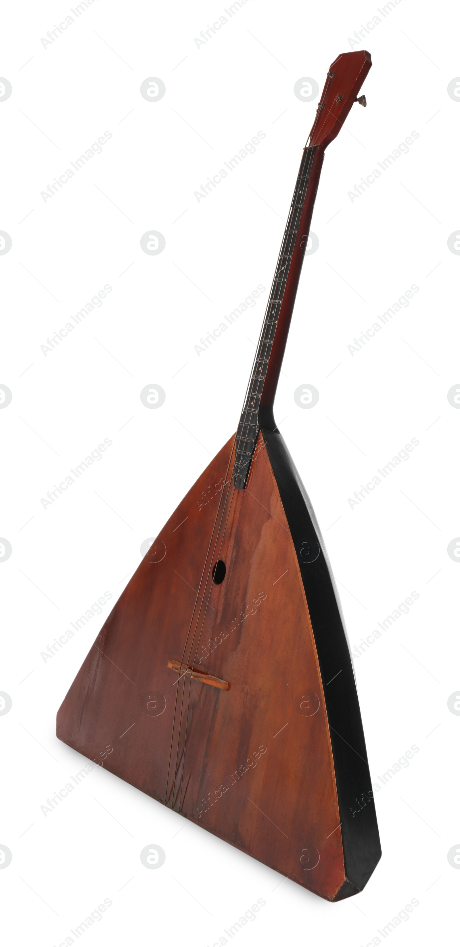 Photo of Bass balalaika isolated on white. Folk string musical instrument