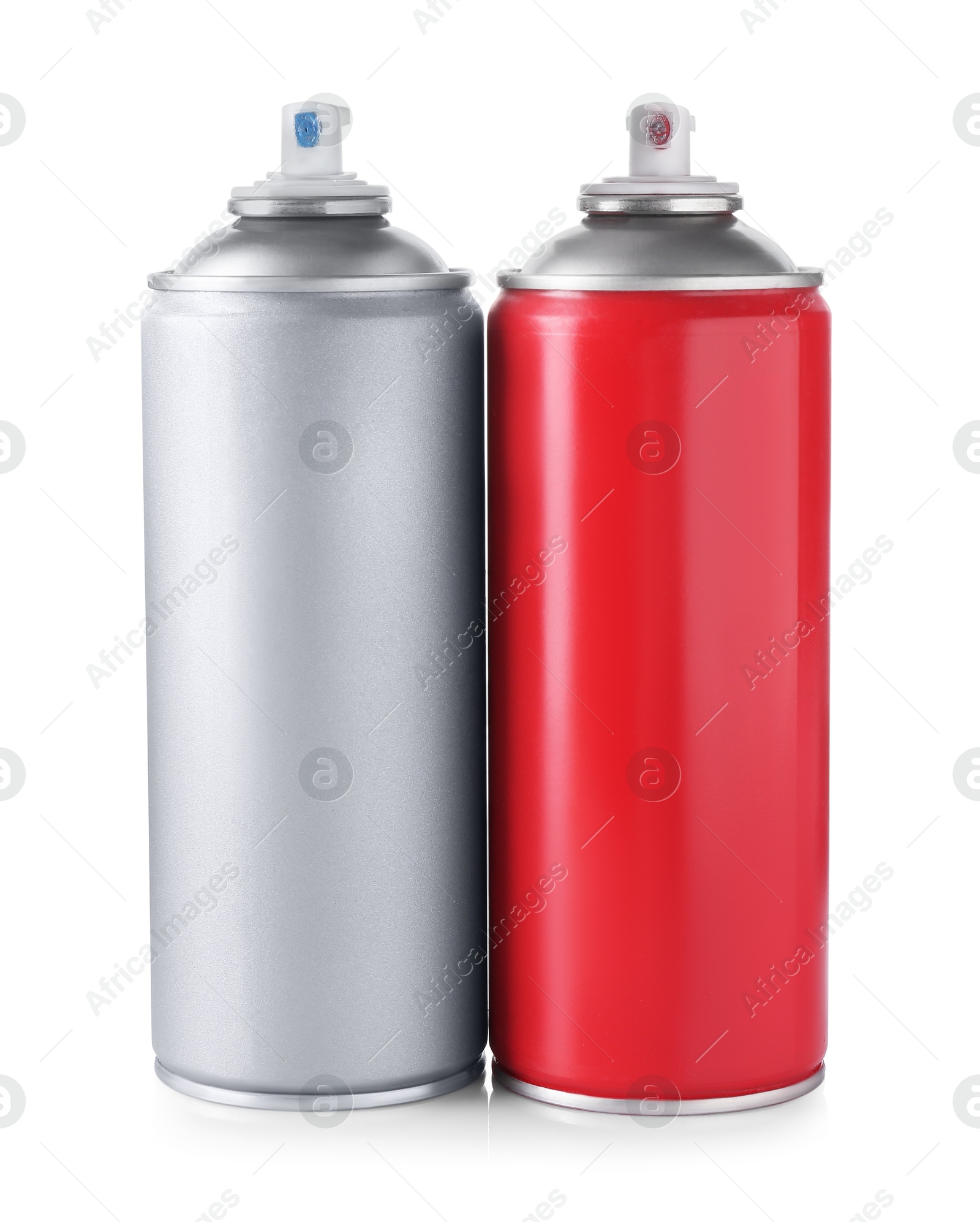 Photo of Two spray paint cans isolated on white