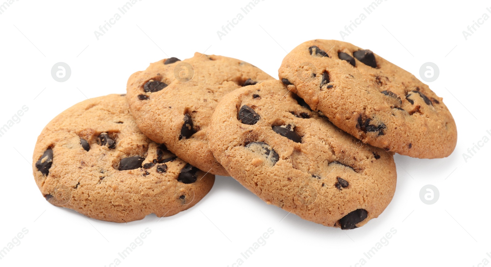 Photo of Delicious chocolate chip cookies isolated on white