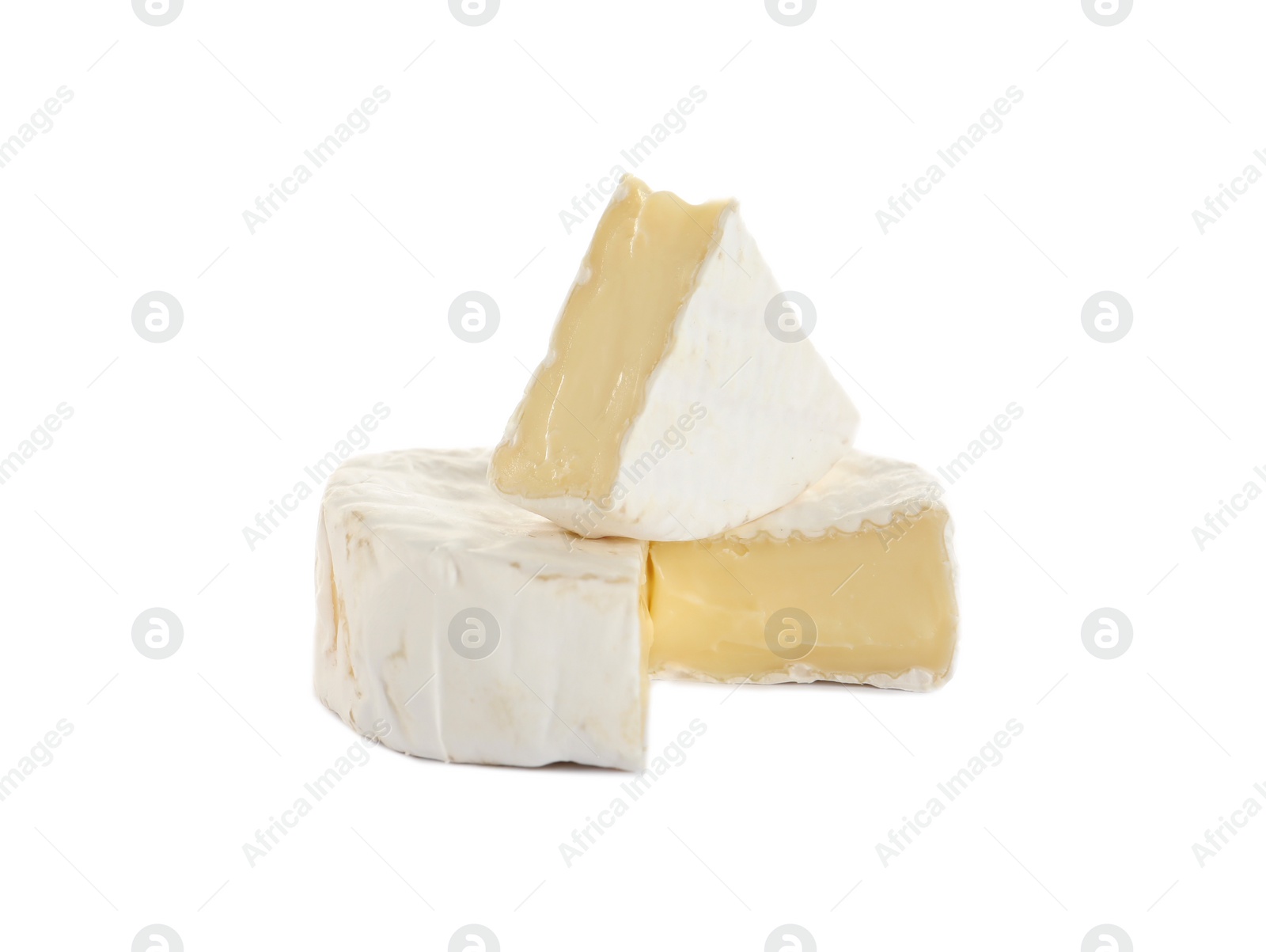 Photo of Tasty cut brie cheese isolated on white