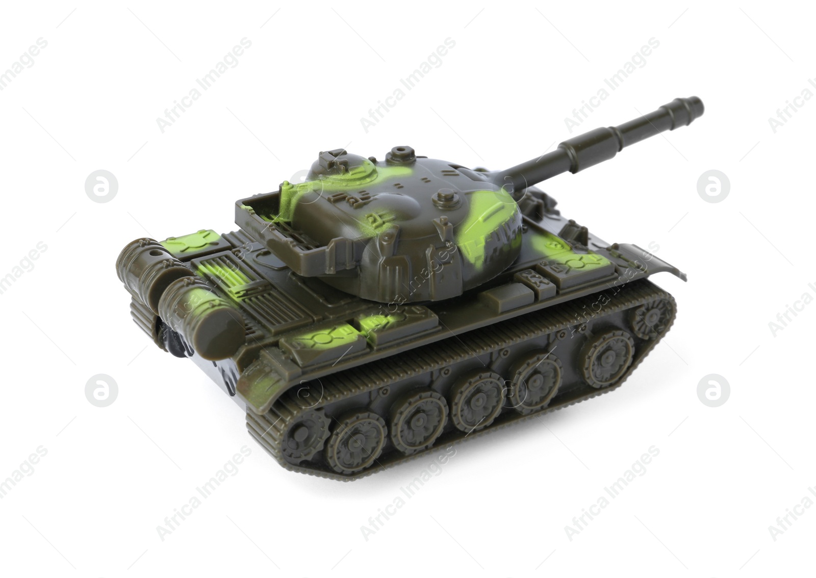 Photo of One toy military tank isolated on white