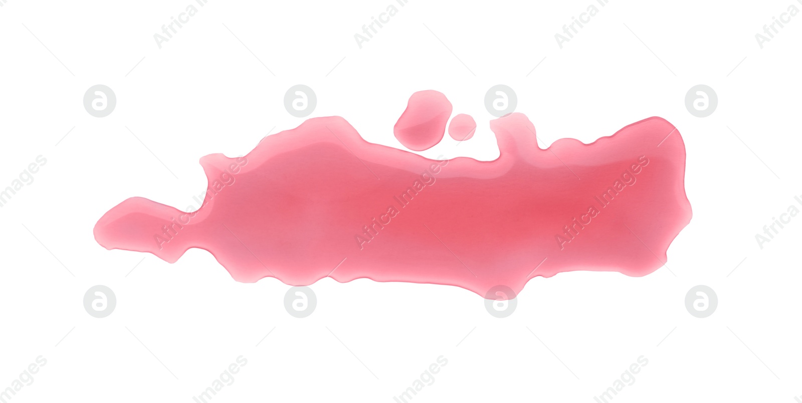 Photo of Puddle of red liquid on white background, top view