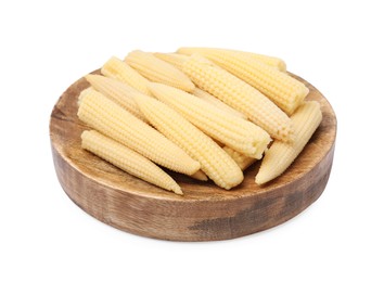 Sweet pickled baby corn isolated on white