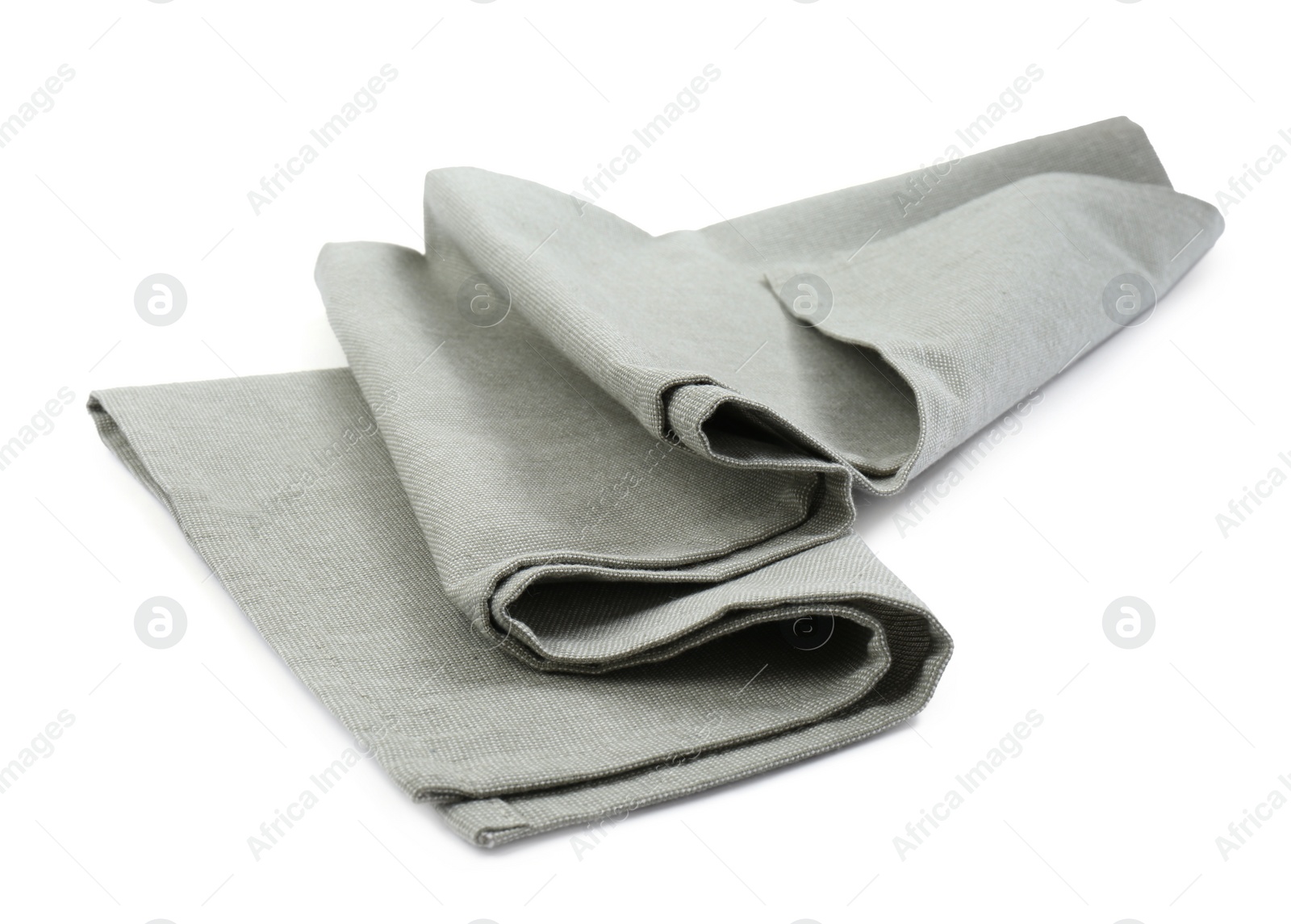 Photo of Crumpled light grey towel for kitchen isolated on white