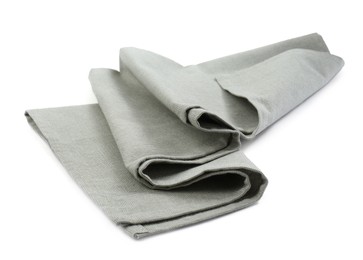 Crumpled light grey towel for kitchen isolated on white