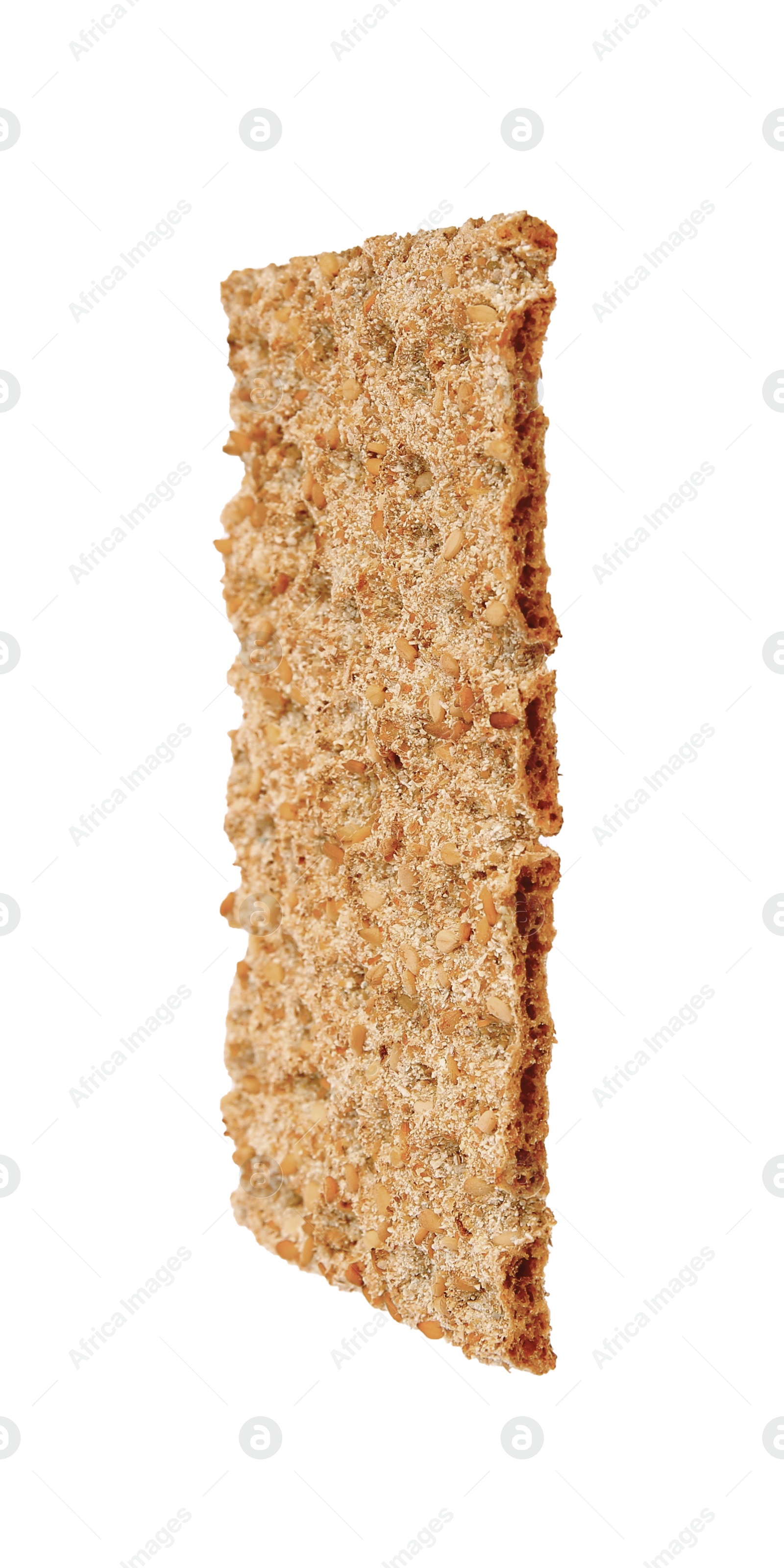 Photo of Fresh crunchy crispbread isolated on white. Healthy snack