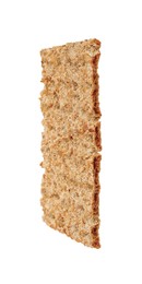 Photo of Fresh crunchy crispbread isolated on white. Healthy snack