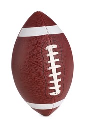 Leather American football ball on white background