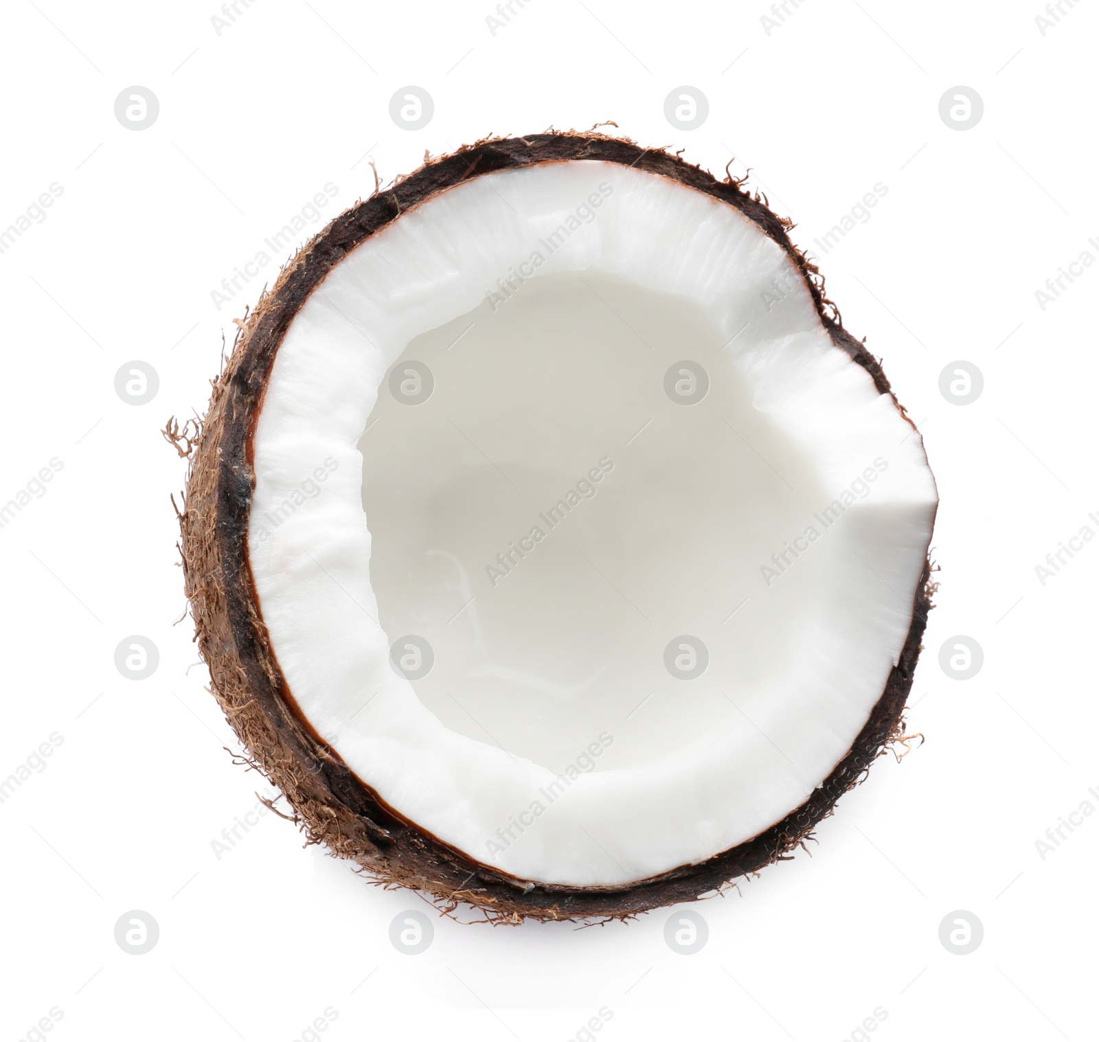 Photo of Half of ripe coconut isolated on white