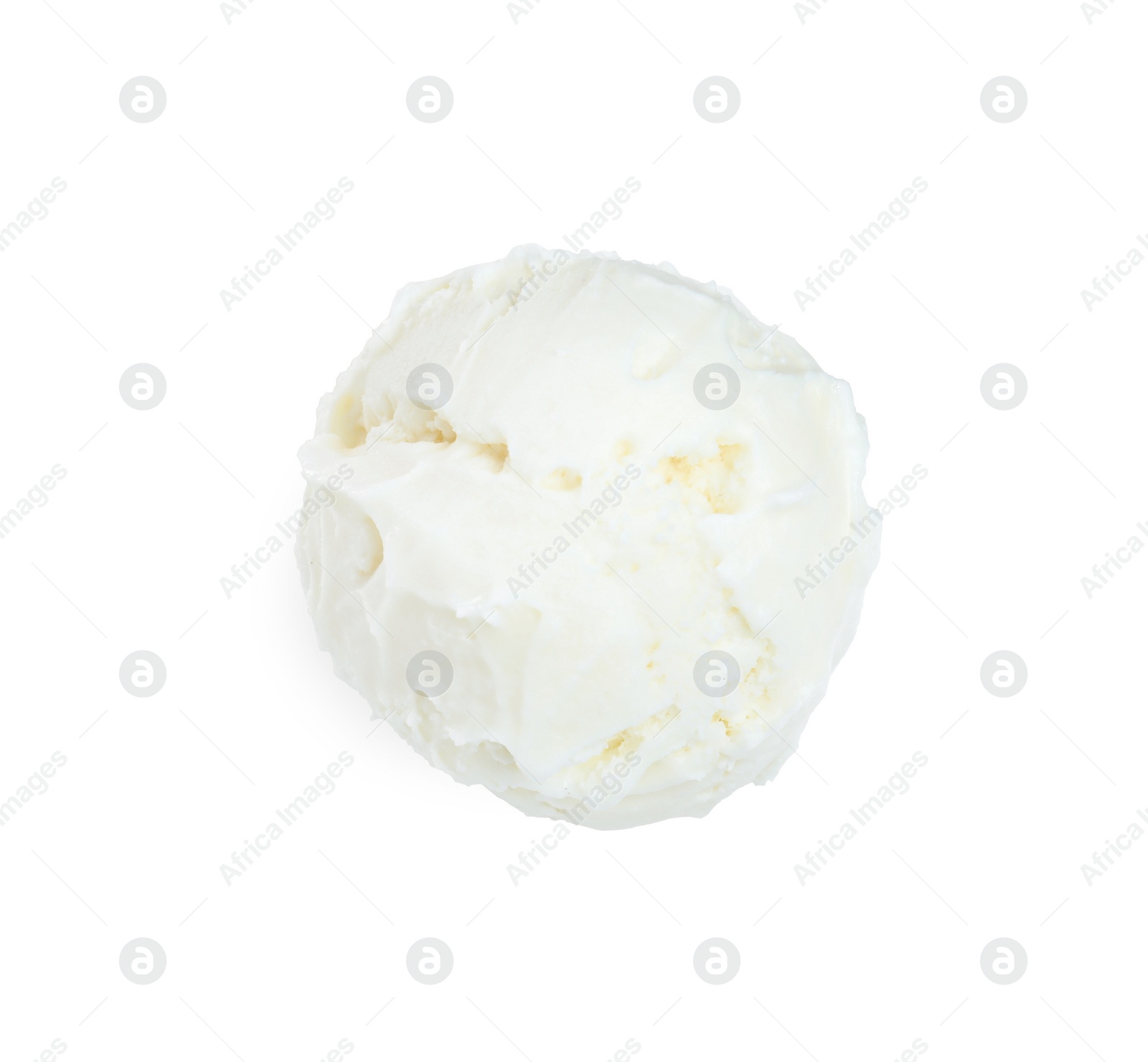 Photo of Scoop of delicious ice cream isolated on white, top view