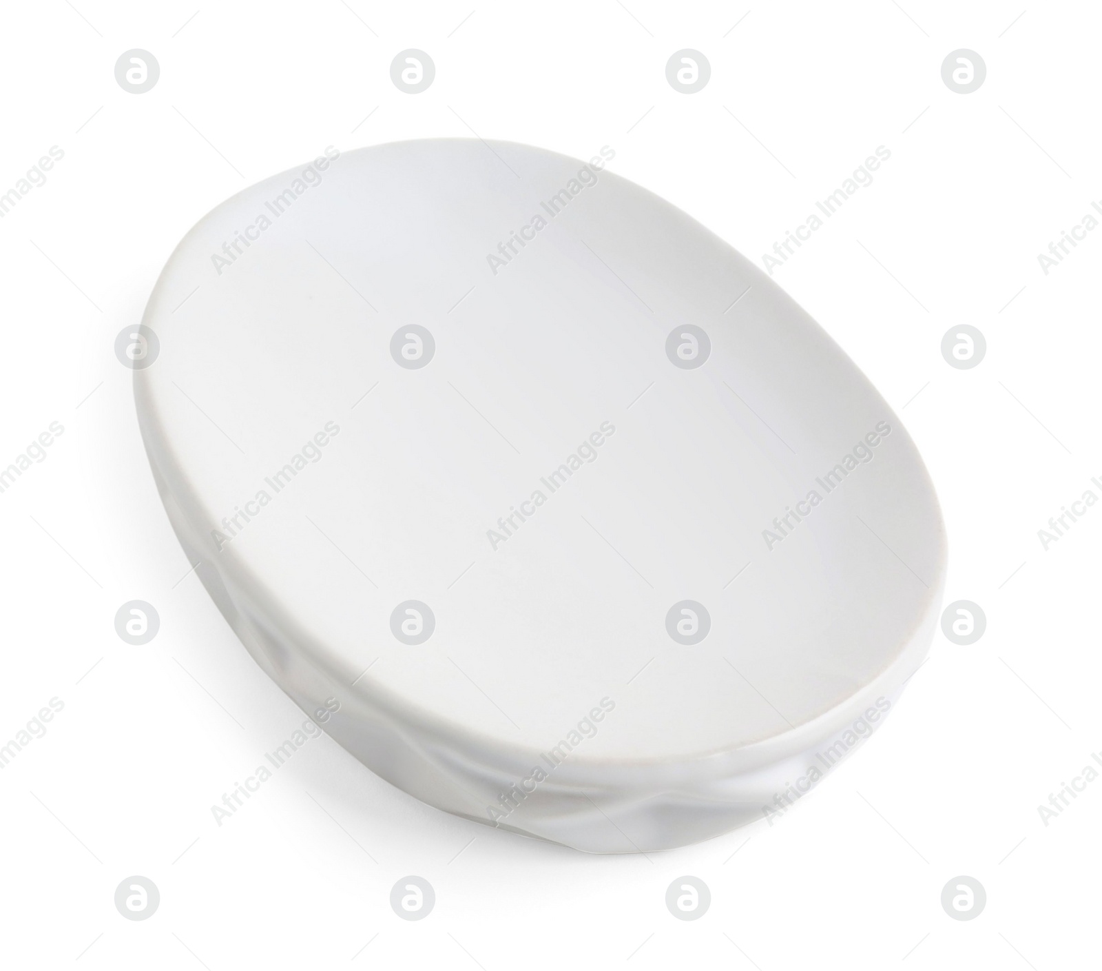 Photo of Bath accessory. Ceramic soap dish isolated on white