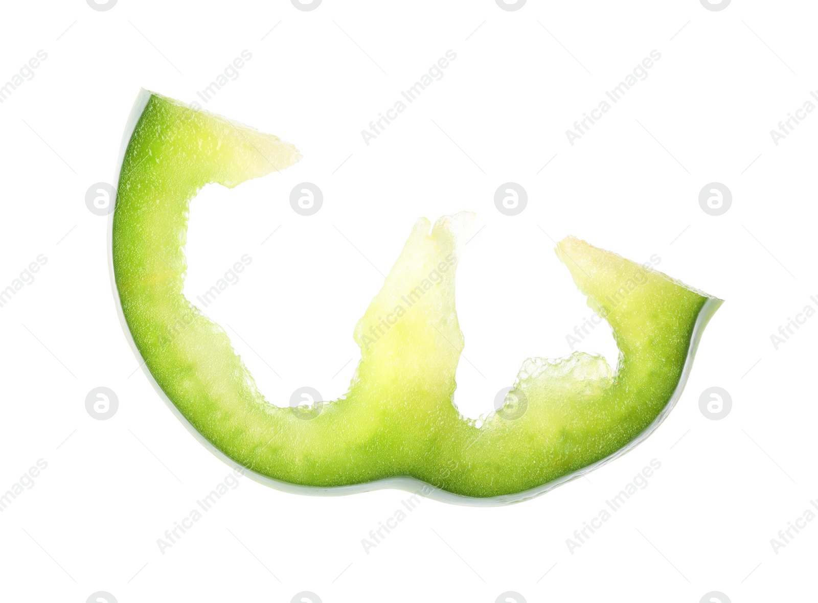 Photo of Cut fresh bell pepper on white background