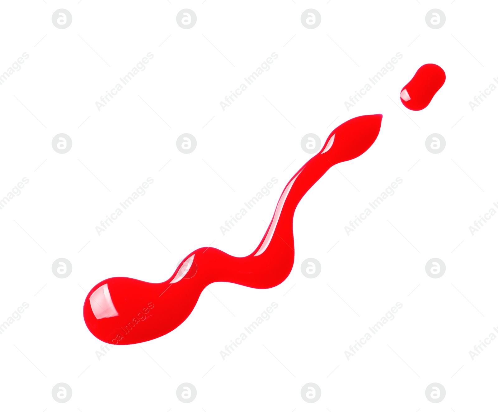 Photo of Red nail polish stain on white background