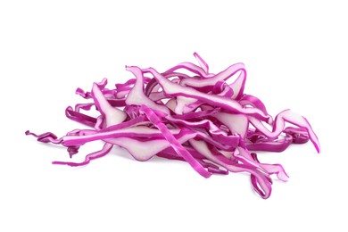 Shredded fresh red cabbage isolated on white