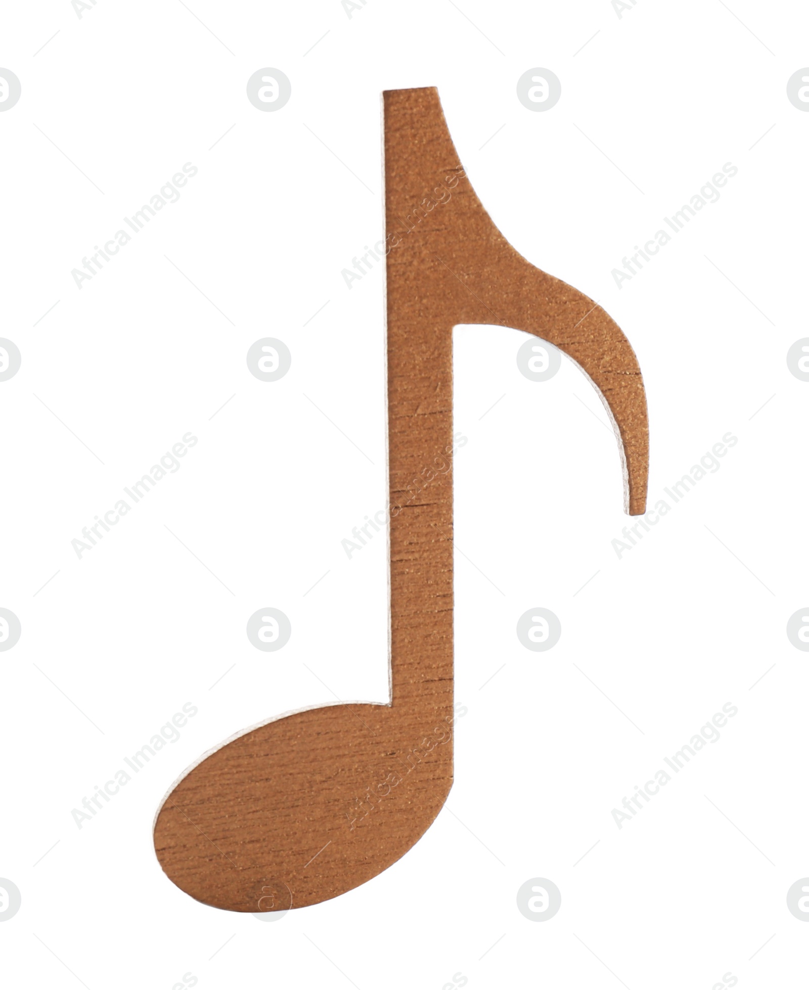 Photo of Brown wooden music note isolated on white