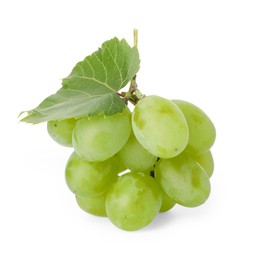Photo of Fresh grapes and leaf isolated on white